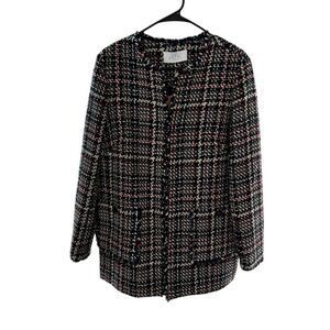 Pearl by Lela Rose Women’s Navy Multicolored Wool Blend Tweed Jacket Sz 10 NWT
